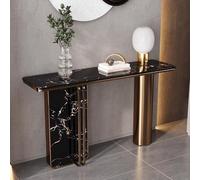 IRHIGBGX Table Console Moderne avec Plateau en Texture marbre Arc, Longues Tables d'entrée, Base en métal, Table d'appoint contemporaine étroite for Salon, Couloir, Hall d'entrée