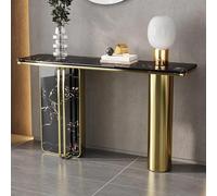 IRHIGBGX Table Console Moderne avec Plateau en Texture marbre Arc, Longues Tables d'entrée, Base en métal, Table d'appoint contemporaine étroite for Salon, Couloir, Hall d'entrée