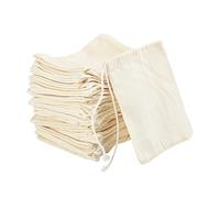 Irich 50 Packs 100% Sac Coton, Réutilisable Sac Tissu Cordon-(8cm*10cm/3.15in*3.94in Blanc)