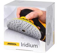 Iridium Papier Abrasif Premium Ø 150mm Autoagrippant 121-Trous, Grain 150, 100 Pces - Pour Poncer La Peinture, Le Mastic, L'apprêt, Le Bois, L'acier, Les Matériaux Minéraux, Le Plastique