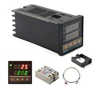 Iriisy Contrôleur de température Pid intelligent Contrôleur de température numérique Rex-C100 110 V-240 V AC, Relais d’état solide de 40 A thermocouple K, Module de relais à état solide