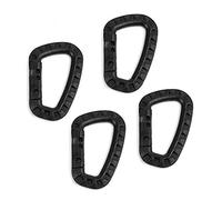 Iriisy Lot de 4 mousquetons tactiques noirs en forme de D en plastique haute résistance pour sac à dos/porte-clés, accessoires d'escalade en plein air, crochets de mousqueton