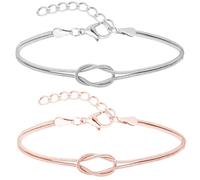 Irikdescia 2 pièces Bracelet de Lien d'amour en chaîne de Serpent Infinity 14K, Bracelet en Or et Argent réglable, Adapté pour Les Couples d'amitié et de Relation, Poignet en Or Rose et Argent