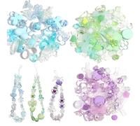 Irikdescia Lot de 150 petites perles pour bracelets et chaînes de téléphone portable, breloques pour la fabrication de bijoux, perles acryliques, bijoux DIY (bleu, vert, violet)