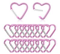 Irikdescia Lot de 18 porte-clés en forme de cœur en alliage d'aluminium rose avec design à ressort pour activités de plein air et cadeaux