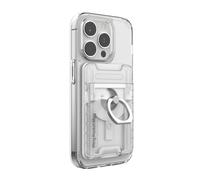 iRing Telephone Porte Carte - avec Anneau Telephone Portable - Amovible - Espace pour 2 Cartes - Inclinaison et Rotation - Transparent - Universel