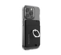 iRing Telephone Porte Carte - avec Anneau Telephone Portable - Amovible - Espace pour 2 Cartes - Inclinaison et Rotation - Noir Mat - Universel