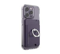 iRing Telephone Porte Carte - avec Anneau Telephone Portable - Amovible - Espace pour 2 Cartes - Inclinaison et Rotation - Violet foncé - Universel