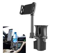 Irinidig 1 porte-gobelet 2 en 1 pour voiture, 28,3 x 14 cm, support de tasse de contrôle central, base antidérapante, bras de serrage rotatif et réglable pour téléphones portables de 10,2 à 27,9 cm,