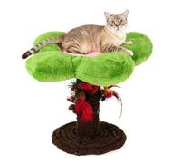IRIRI Arbre à Chat en Forme de Fleur avec griffoir, Coussin en Peluche, décoration de Noël Tournesol, Jouet interactif for Chatons à Grimper, se Reposer et Jouer.(Green Flowers)