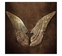 IRIRI Art mural d'ailes d'ange, décoration murale d'ailes d'ange en métal, sculpture d'art antique dorée dorée à suspendre, ornement de statue d'ailes pour bar de chambre à coucher de salon(110*130CM)
