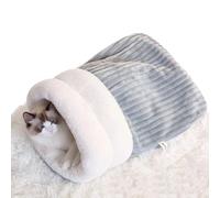 IRIRI Autumn and Winter Cat Sleeping Bag Semi-Enclosed Cat Bed Super Soft and Warm Pocket Nest for Small and Medium Pet Can Be Washed(Gris,L)