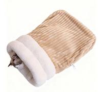 IRIRI Autumn and Winter Cat Sleeping Bag Semi-Enclosed Cat Bed Super Soft and Warm Pocket Nest for Small and Medium Pet Can Be Washed(Light Brown,L)