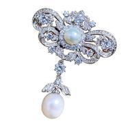 IRIRI Broche à nœud en perle naturelle - Broche en cuivre et zircon avec pendentif