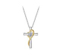 IRIRI Collier Croix en moissanite for Femme - Pendentif en Argent Sterling S925 avec Diamant de 0,2 CT et chaîne de 40 cm et Plus - Cadeau élégant for Noël et la Saint-Valentin