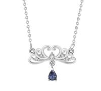 IRIRI Collier de couple chevalier et princesse en argent sterling 925, ensemble avec pendentif épée, bouclier et couronne médiévale, cadeau romantique de la Saint-Valentin for les amoureux(Female)