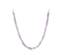 IRIRI Collier en Argent Sterling S925 avec améthyste for Femme | Chaîne réglable 40 + 5 cm plaquée Or | Bijoux en Cristal Style Voyageur et Superposition Y2K
