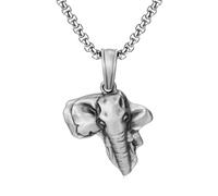 IRIRI Collier Hip-hop for Homme avec Pendentif Carte éléphant d'Afrique - Design Punk Vintage, chaîne en étain Pur, réglable 60 + 5 cm, Bijou Unisexe for Usage Quotidien, Cadeaux et Festivals