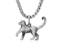 IRIRI Collier hip-hop for homme avec pendentif chat momie égyptienne - Design punk vintage, chaîne de perles carrées en étain pur, réglable 60 + 5 cm, bijou unisexe for streetwear, fêtes et cadeaux de