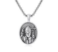 IRIRI Collier Hip-hop for Homme et Femme - Pendentif Vintage Pape Jean-Paul II avec chaîne de Perles carrées | Bijoux Gothiques Unisexes for Le Quotidien, Les années 2000 et Les Dessins animés