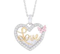 IRIRI Collier pendentif coeur en argent Sterling S925, Design «amour» en zircone cubique avec chaîne à maillons ronds, cadeau de bijoux for femmes
