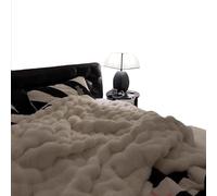 IRIRI Couverture à Bulles en Fausse Fourrure de Lapin, Un clin d'œil Luxueux et élégant au passé, Une décoration raffinée for canapé et lit(Blanc,150x200 cm)