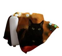 IRIRI Couverture en Flanelle à Motif Chat Noir, Douce et Confortable, idéale pour Les canapés et Les Siestes au Bureau.(59x79 in)