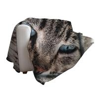 IRIRI Couverture en Flanelle au Chat aux Yeux Bleus - Jetée Douce et Chaud pour Canapé et Sieste de Bureau(59x79 in/150x201 cm)