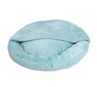 IRIRI Cozy Shell Cat Bed Full Plush Warm Enclosed Cave for Indoor Soft Pet Bed for Kittens Adult Cats(Aqua Blue,M)