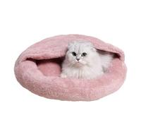 IRIRI Cozy Shell Cat Bed Full Plush Warm Enclosed Cave for Indoor Soft Pet Bed for Kittens Adult Cats(Rose,M)