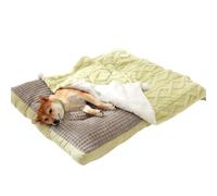 IRIRI Ensemble Couverture et literie Confortable for Chats et Chiens. Doux et élégant, orné de Pompons. Lavable en Machine.(Green,M)