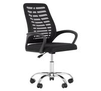 IRIRI Ergonomic Mesh Desk Chair with Lumbar Support, Breathable Swivel Computer Chair, Mid-Back Office Chair with Fixed Armrests, Black