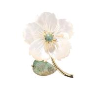 IRIRI Flower Brooch Gold Plated Copper with Natural Sea Shell & Imperial Stone