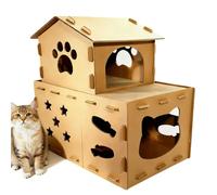 IRIRI Maison for Chat à Plusieurs étages, Style Villa Interactive, intérieur ajouré, Anti-griffures, Appartement caché for Animaux de Compagnie, mobilier Durable