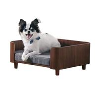 IRIRI Medium-Sized Dog Orthopedic Bed, Durable Wooden Dog Sofa, Retro Elegant Coffee-Colored Pet Furniture