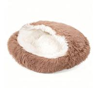 IRIRI Plush Semi-Enclosed Cat Bed Indoor Dog Soft Cats Bed Comfortable Pet Home Rest and Sleep Gift(Khaki,S)