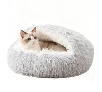 IRIRI Plush Semi-Enclosed Cat Bed Indoor Dog Soft Cats Bed Comfortable Pet Home Rest and Sleep Gift(Gris,S)