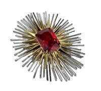 IRIRI Ruby Red Starburst Brooch Vintage