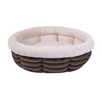 IRIRI Rustic Striped Pet Bed with Plush Rim - Chic Comfortable Haven for Cats Dogs in Your Cozy Living Space(M)
