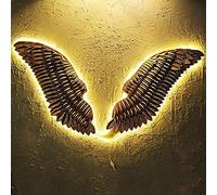 IRIRI Sculptures d'ailes d'art mural en fer forgé 3D avec lumière LED, décoration murale d'ailes d'ange for bar Loft Home, salon, chambre, chevet(S)