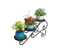 IRIRI Support À Plantes en Fer À 3 Niveaux for Intérieur et Extérieur - Étagère for Pots de Fleurs for Balcon, Salon, Terrasse, Aucun Assemblage Requis (Noir/Blanc)(Noir)