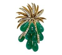 IRIRI Vintage Art Deco Grape Brooch, Resin Crystal Copper Brooch