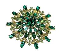 IRIRI Vintage Palace Style Green Zircon Brooch: Art Deco Flower