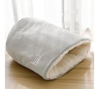 IRIRI Warm Velvet Fabric Bed for Cats Dogs Winter Autumn Comfortable Soft Fleece Bucket Type Blue Sleeping Bag for Kittens Pet House(Light Green,12.60x15.75in)