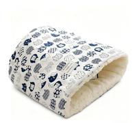IRIRI Warm Velvet Fabric Bed for Cats Dogs Winter Autumn Comfortable Soft Fleece Bucket Type Blue Sleeping Bag for Kittens Pet House(Cartoon White,12.60x15.75in)