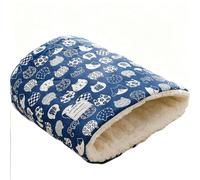 IRIRI Warm Velvet Fabric Bed for Cats Dogs Winter Autumn Comfortable Soft Fleece Bucket Type Blue Sleeping Bag for Kittens Pet House(Cartoon Blue,12.60x15.75in)