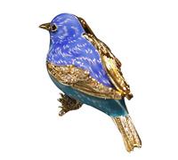 IRIRI Women's Enamel Bird Brooch Pin - Gold/Silver Tone with Crystal Rhinestones - Blue/Yellow Animal Lapel Jewelry for Dress Scarf(Bleu)