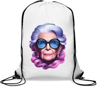 Iris Apfel Sac de gym décontracté avec cordon Blanc