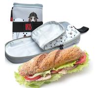 Iris Barcelona Porte-sandwich réutilisable et pliable - Design flexible avec caoutchouc (26 x 12 x 2,5 cm) - Intérieur imperméable FOOD SAFE - Idéal pour l'école, les excursions, la maternelle (gris)