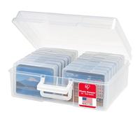 IRIS Boîte de rangement pour photos USA 10,2 x 15,2 cm, conteneur principal avec 16 étuis de rangement pour photos, travaux manuels, scrapbooking, papeterie, protection et organisation, transparent